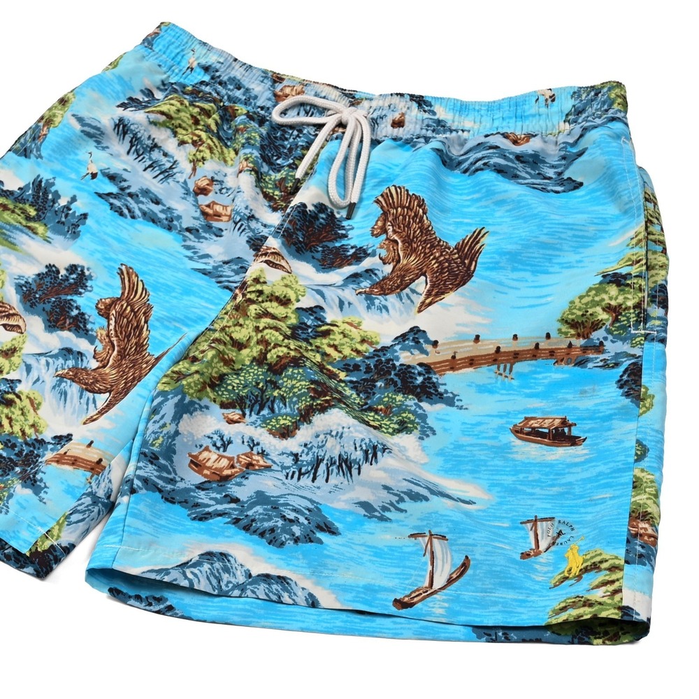 Polo Ralph Lauren Swim Trunks Men's XL Eagle Island Asian Lined Shorts NWOT
